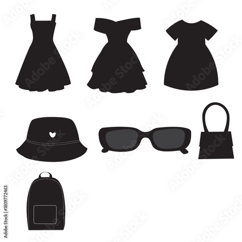 vector illustration of a set of fashion accessories