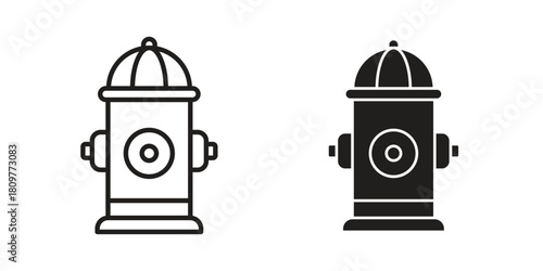 Fire hydrant icon in minimal flat, stroke style. suitable for graphic designs