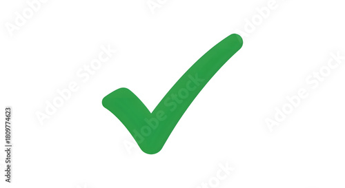 Hand-drawn green checkmark symbol for approval, success, completion