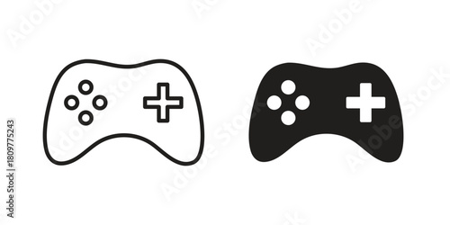 Game controller icon in minimal flat, stroke style. suitable for graphic designs