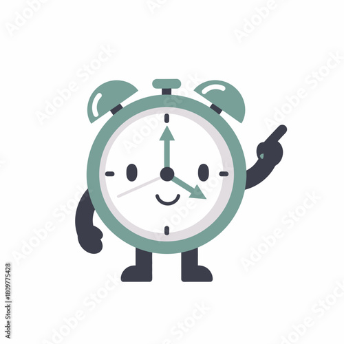 Cartoon Clock Illustration Reminding of Time, Punctuality, and Daily Schedule Awareness,