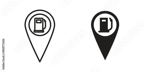 Gas station icon in minimal flat, stroke style. suitable for graphic designs