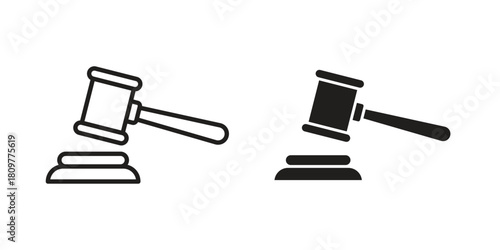 Gavel icon in minimal flat, stroke style. suitable for graphic designs