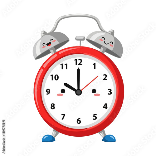 Whimsical timekeeper: A vibrant cartoon clock with endearing facial features striking ten past