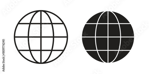 Globe icon in minimal flat, stroke style. suitable for graphic designs