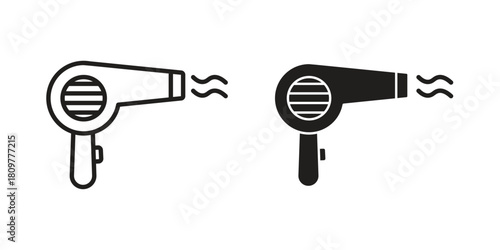 Hair dryer icon in minimal flat, stroke style. suitable for graphic designs