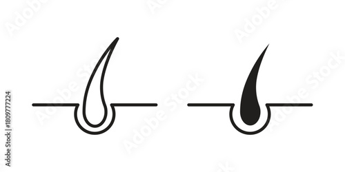 Hair icon in minimal flat, stroke style. suitable for graphic designs