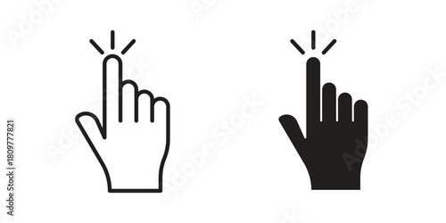 Hand click icon in minimal flat, stroke style. suitable for graphic designs