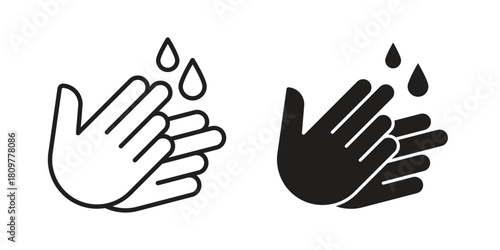 Handwashing icon in minimal flat, stroke style. suitable for graphic designs