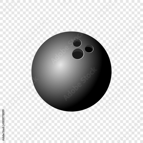 Realistic black bowling ball vector illustration isolated on white background