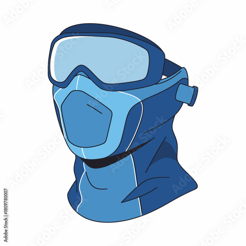 Winter Icon Vector Blue Ski Mask with Goggles, representing a winter icon, winter vector, winter clipart, autumn icon, fall vector, fall clipart, and seasonal vector for your winter and fall needs