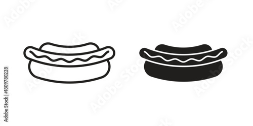 Hot dog icon in minimal flat, stroke style. suitable for graphic designs