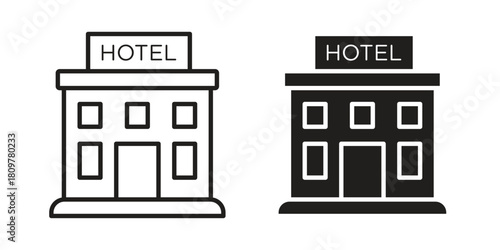 hotel icon in minimal flat, stroke style. suitable for graphic designs