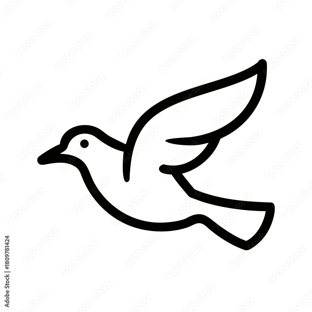 Obraz premium Dove in flight isolated on, a symbol of peace