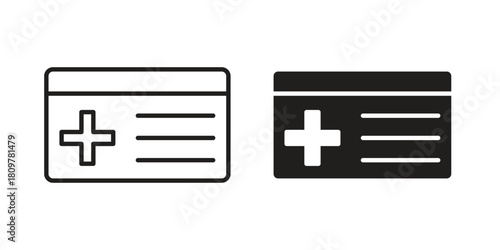 Insurance card icon in minimal flat, stroke style. suitable for graphic designs