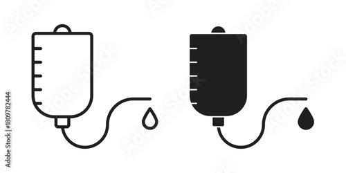 IV drip icon in minimal flat, stroke style. suitable for graphic designs