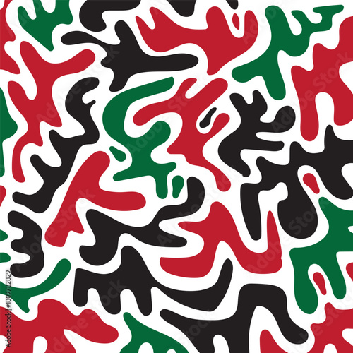 Bold Colorful Abstract Blobs Seamless Repeating Pattern on White Background