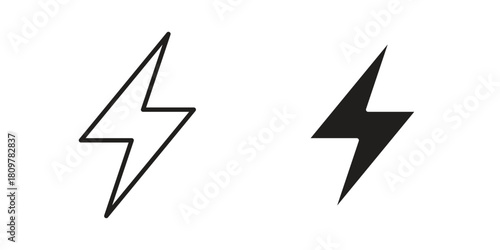 Lightning icon in minimal flat, stroke style. suitable for graphic designs