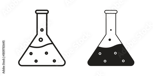 Lab flask icon in minimal flat, stroke style. suitable for graphic designs