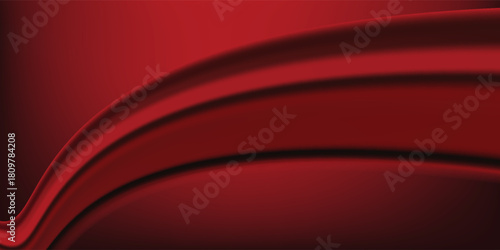 Luxury red satin smooth fabric background. Abstract background luxury red cloth or liquid wave or wavy folds of silk satin background. Red silky fabric. Decoration element for design.