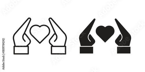 Life insurance icon in minimal flat, stroke style. suitable for graphic designs