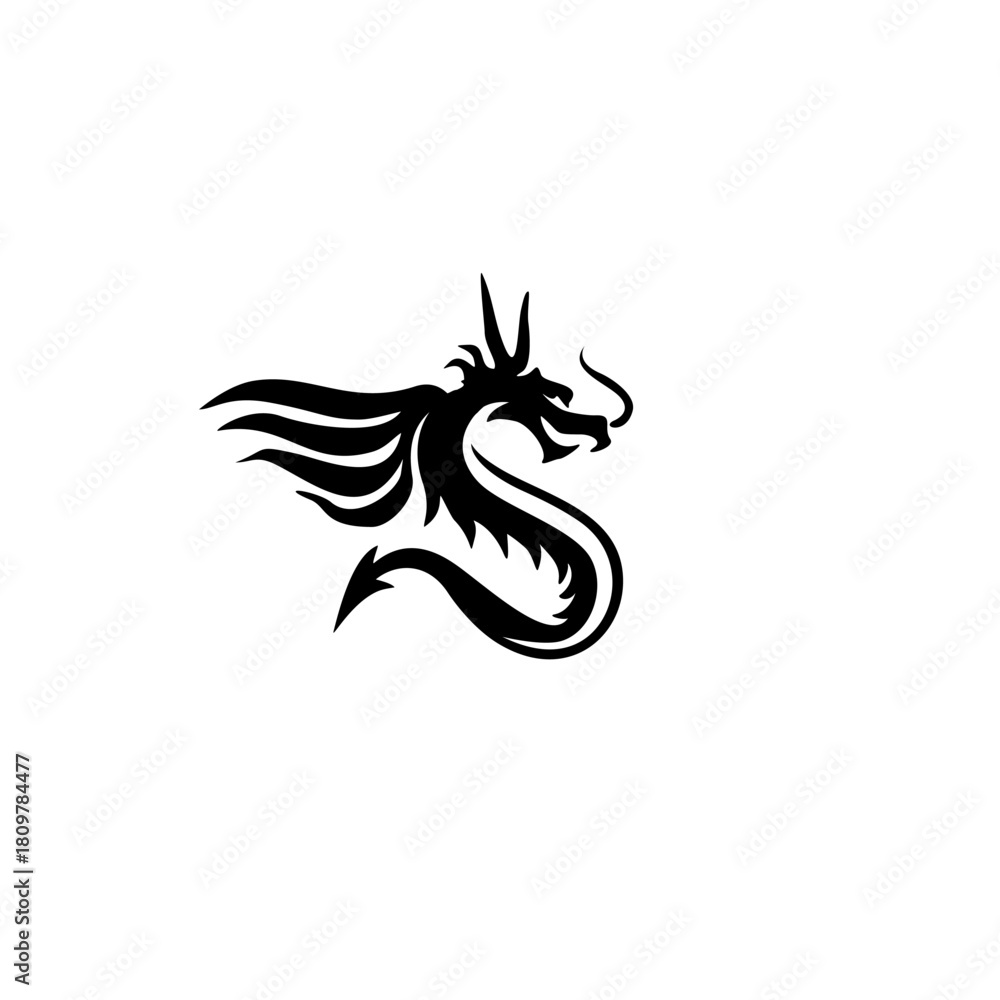 Fototapeta premium Dragon with wing Shaped Lette...
