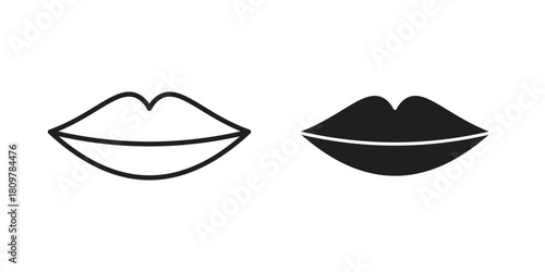 Lips icon in minimal flat, stroke style. suitable for graphic designs