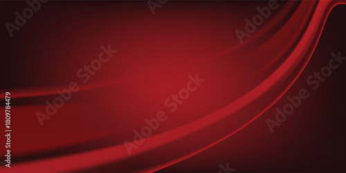 Realistic red silk top view vector background. Elegant and soft royal backdrop of shine flowing surface. Red luxurious background design. Vector illustration.