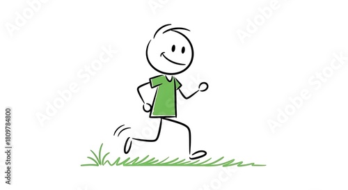 Stick Figure Running - A Simple Illustration of Movement and Joy.