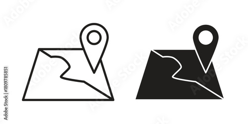 Map icon in minimal flat, stroke style. suitable for graphic designs