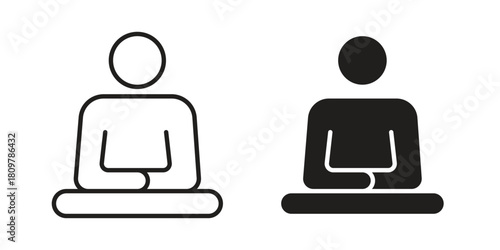 Meditation icon in minimal flat, stroke style. suitable for graphic designs