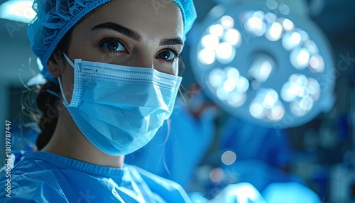 Surgeon wearing mask operating room healthcare