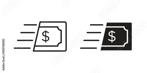 Money transfer icon in minimal flat, stroke style. suitable for graphic designs