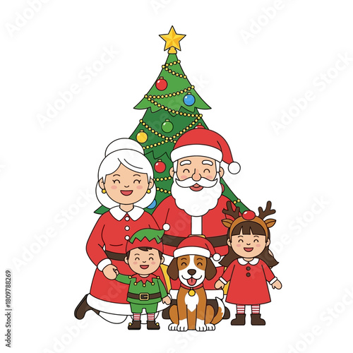 Festive family portrait adorned with holiday decorations, celebrating the season's cheerfulness