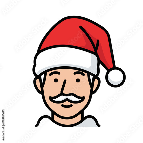 Festive holiday spirit: A cheerful man dons a classic santa hat with joyous anticipation