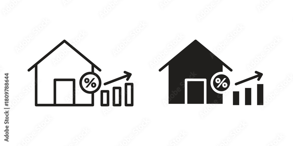 Fototapeta premium Mortgage icon in minimal flat, stroke style. suitable for graphic designs