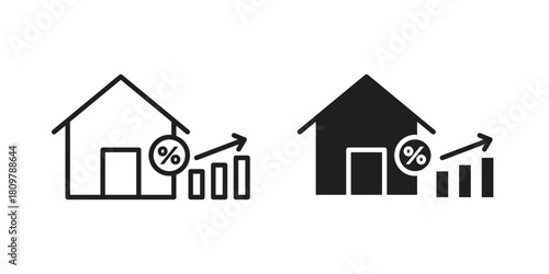 Mortgage icon in minimal flat, stroke style. suitable for graphic designs