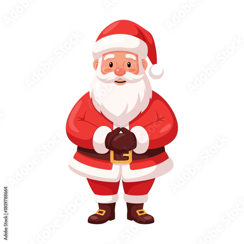 Cartoon santa claus with cheerful expression for festive seasonal greetings and decoration