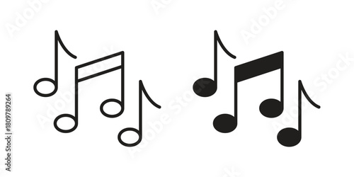 Music note icon in minimal flat, stroke style. suitable for graphic designs