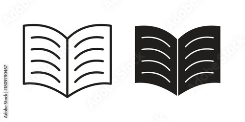open book icon in minimal flat, stroke style. suitable for graphic designs
