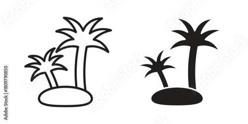 Palm tree icon in minimal flat, stroke style. suitable for graphic designs