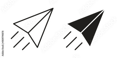 Paper plane icon in minimal flat, stroke style. suitable for graphic designs
