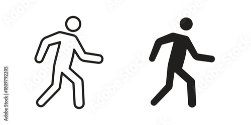 Pedestrian icon in minimal flat, stroke style. suitable for graphic designs