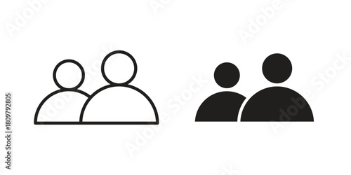 people icon in minimal flat, stroke style. suitable for graphic designs
