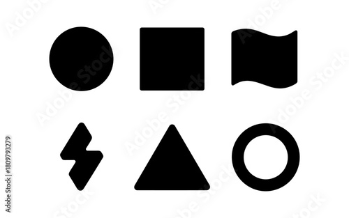 Bold geometric shapes collection: circle, square, triangle, and more