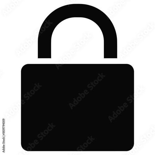 Simple black padlock icon design element on transparent background