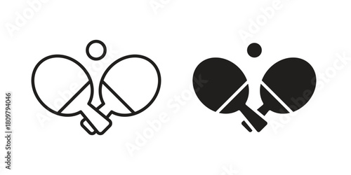 Ping pong icon in minimal flat, stroke style. suitable for graphic designs