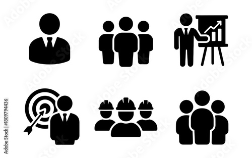 Business and teamwork icons featuring silhouette style for professional concepts