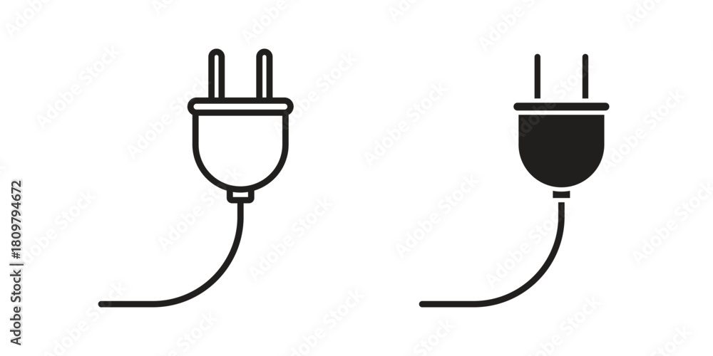 Obraz premium Plug adapter icon in minimal flat, stroke style. suitable for graphic designs
