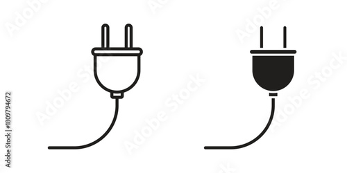 Plug adapter icon in minimal flat, stroke style. suitable for graphic designs